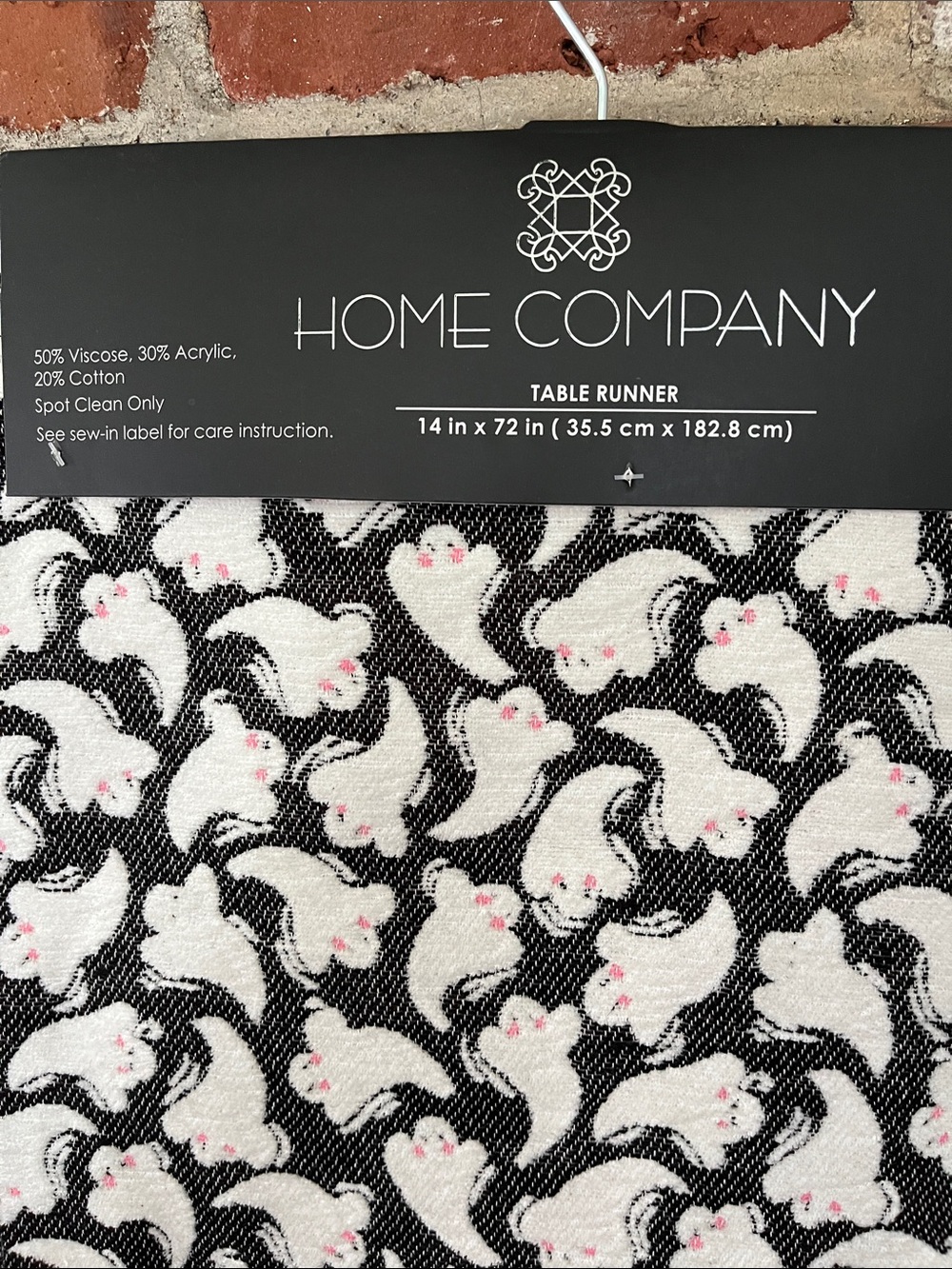 Black & White Ghost Pattern Table Runner
